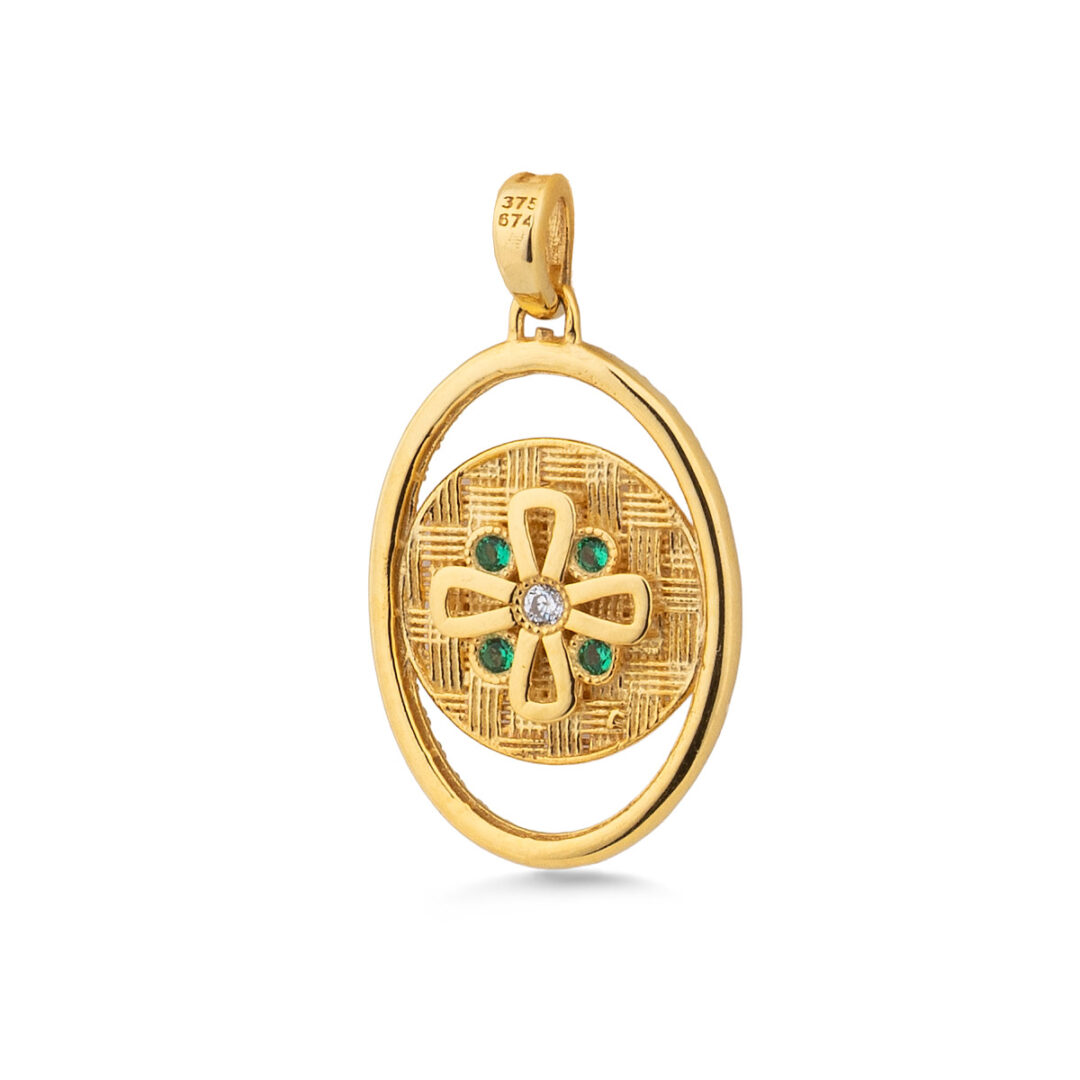 Byzantine Konstantinato Oval Pendant - 9K Gold
