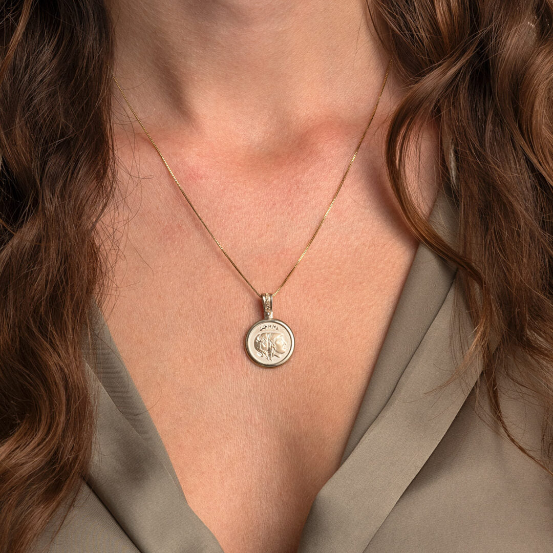 Goddess Athena Chalinitis Pendant in 14K Gold