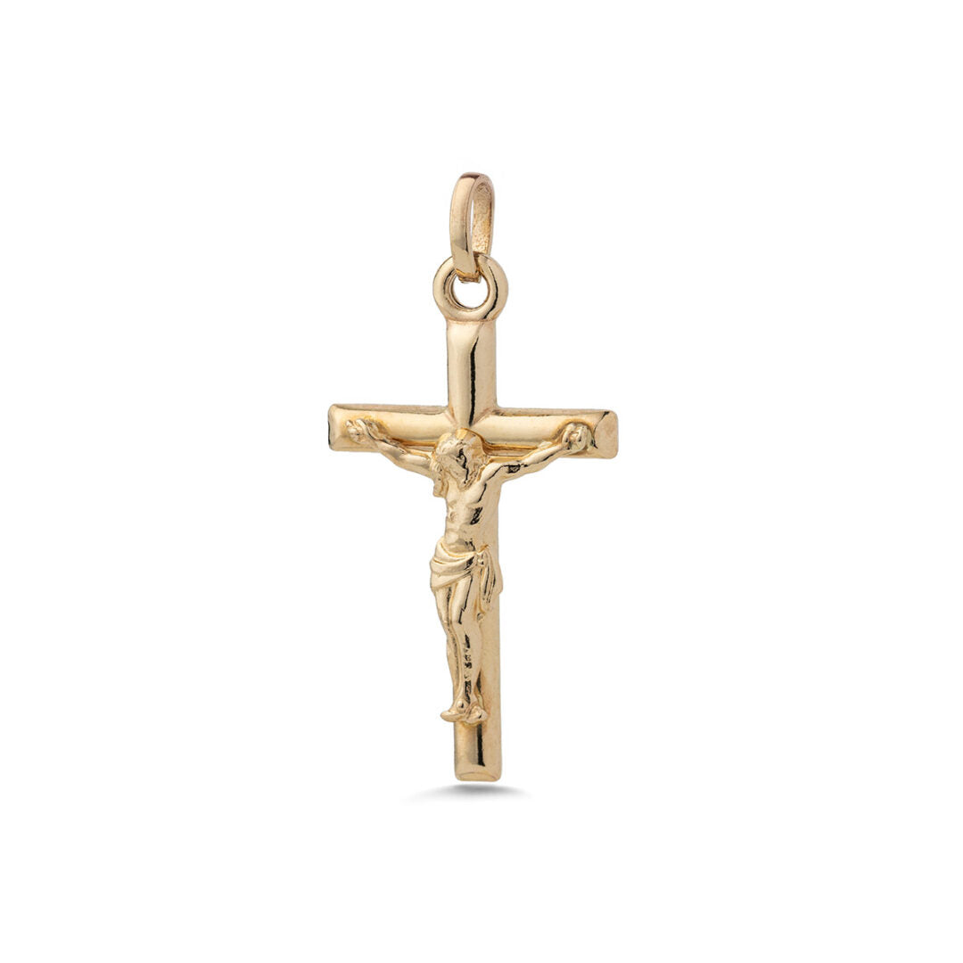 14K Gold Jesus Crucifix Cross Pendant