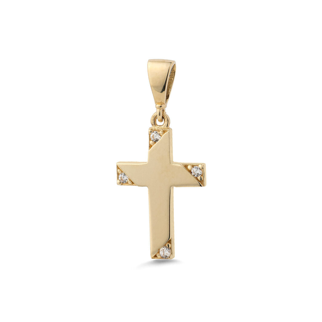 9K Gold Cross with Zircon