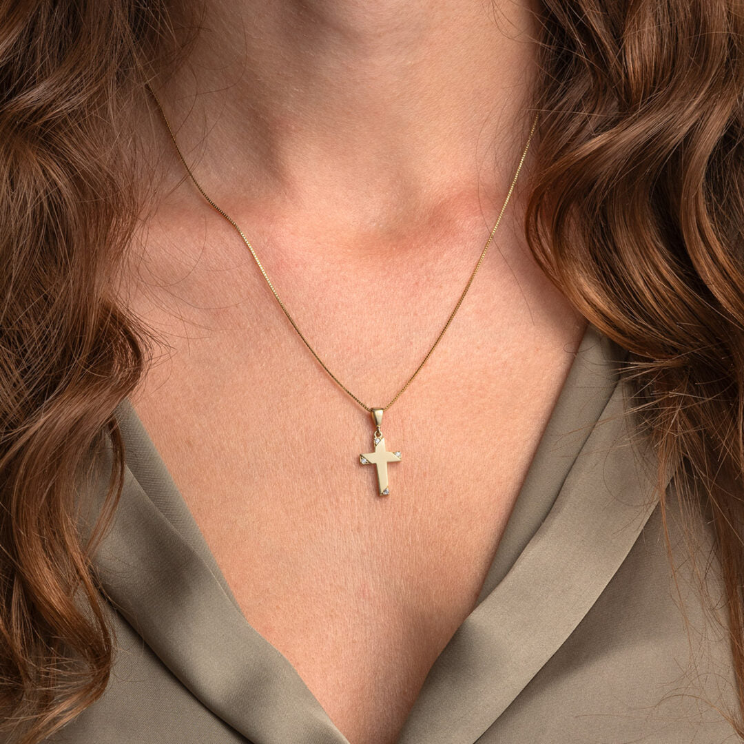 9K Gold Cross with Zircon