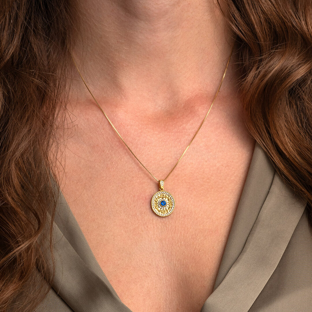 Byzantine Pendant with Zircon – 14K Gold