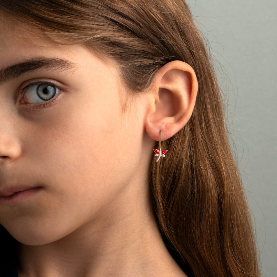 Gold Butterfly Dangle Earrings for Children