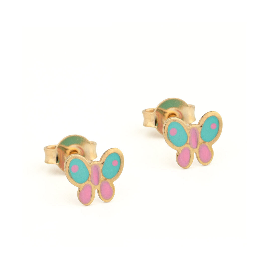 Gold 9K Butterfly Stud Earrings for Children