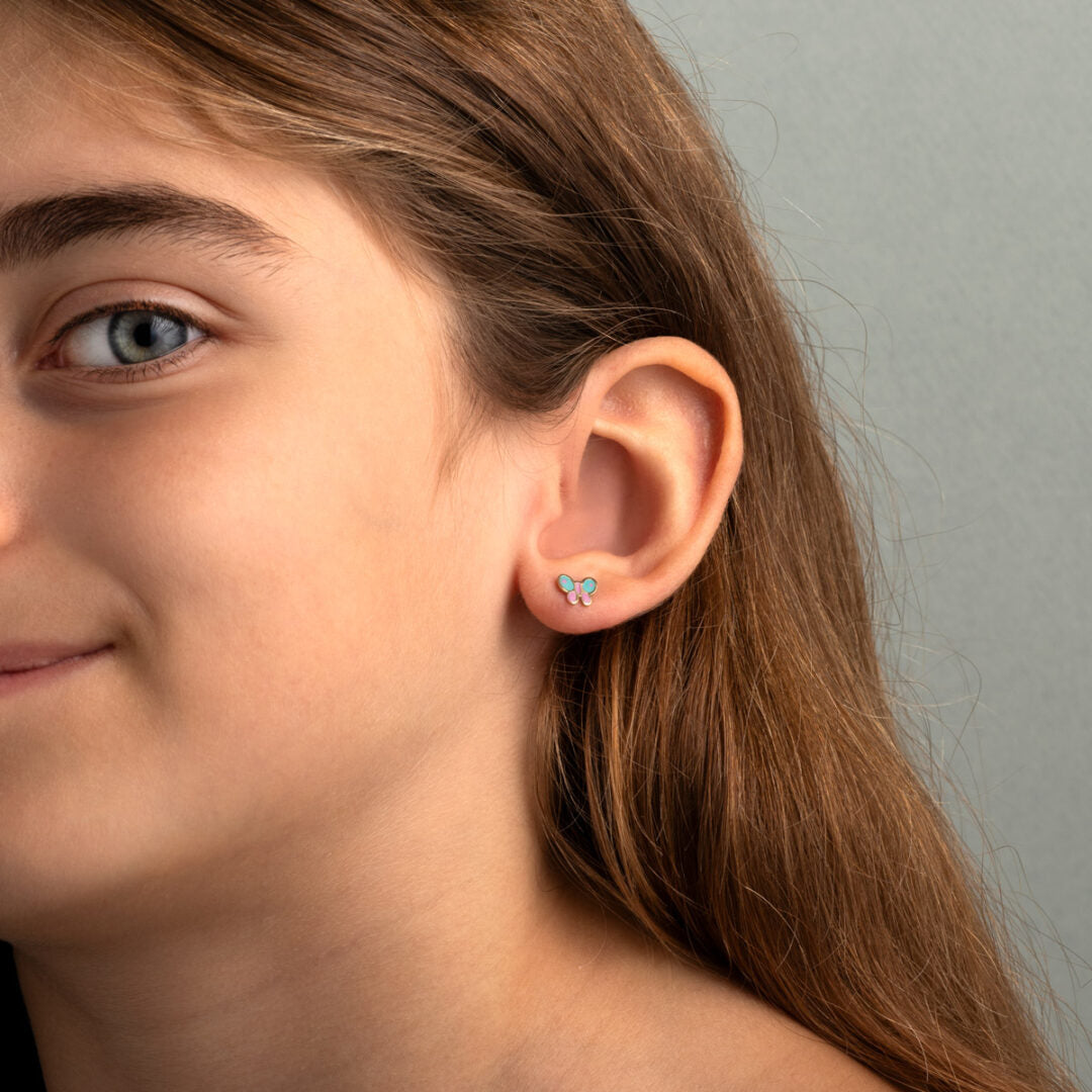 Gold 9K Butterfly Stud Earrings for Children