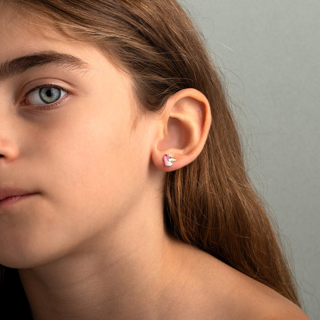Kids Earrings 9K Gold with Unicorn