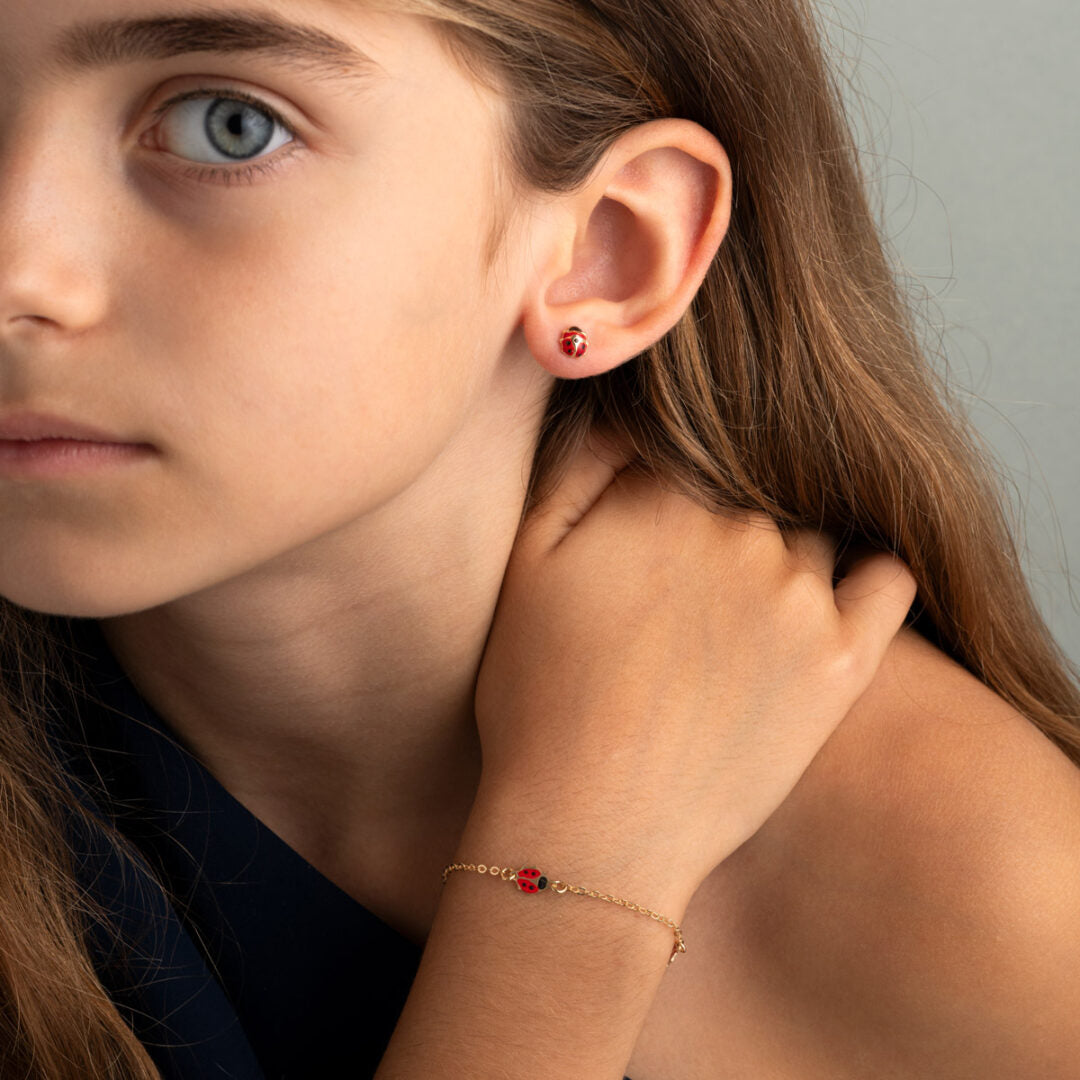 Little Ladybug Stud Earrings in 9K Gold