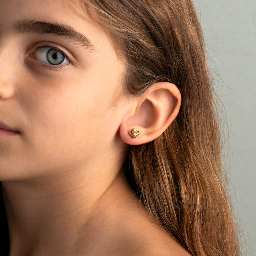 9K Gold Knot Stud Earrings