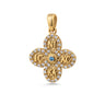 Byzantine Cross Pendant with Zircon — Light Blue