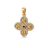 Byzantine Cross Pendant with Zircon — Blue