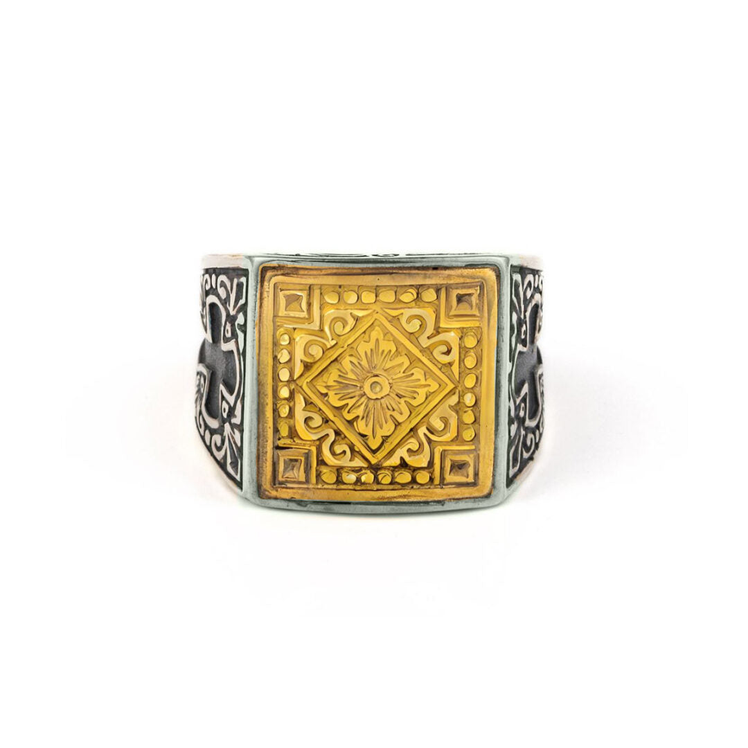 Rosette Ring in Sterling Silver and Gold Plated