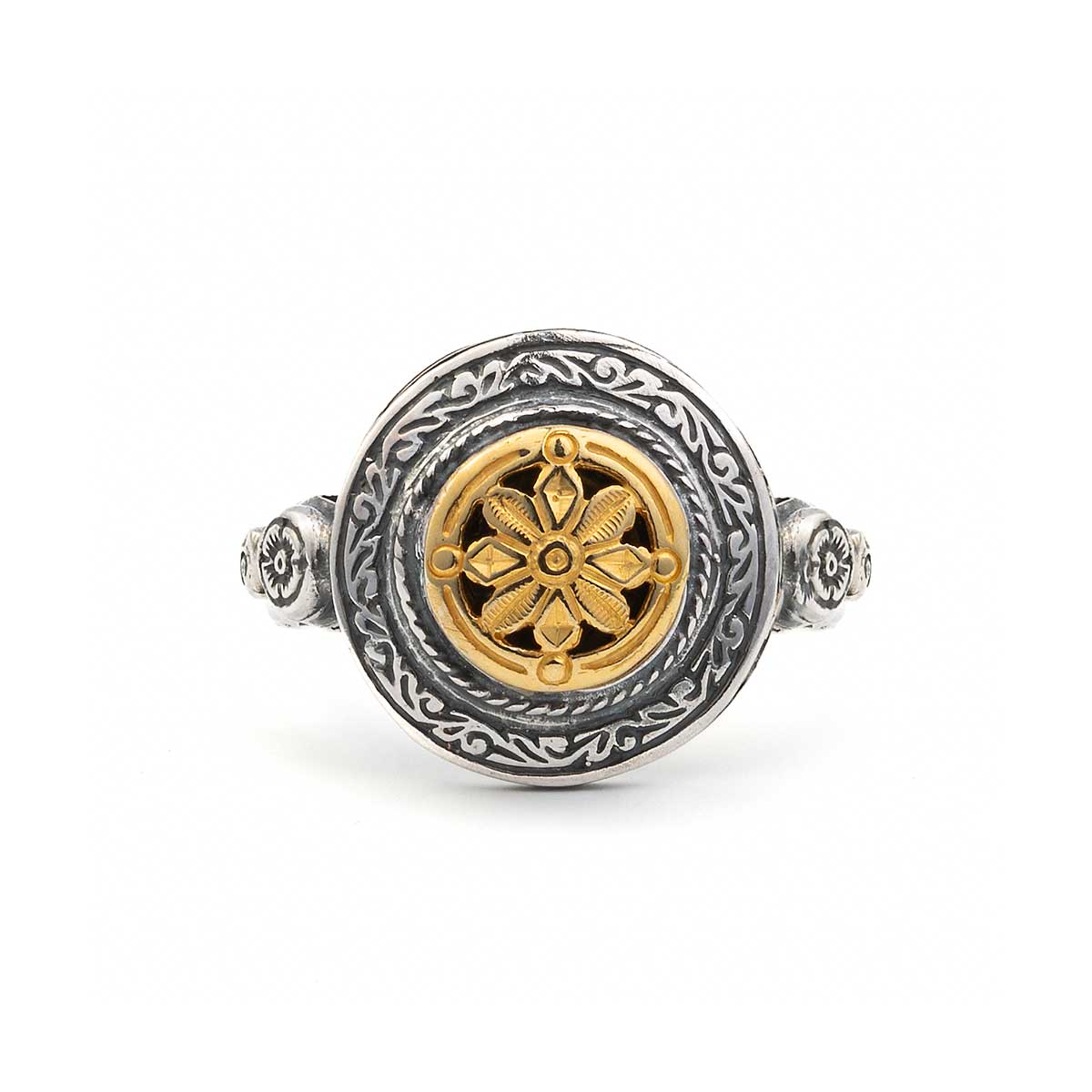 Vintage Flower Ring 925 Silver and Gold Plated