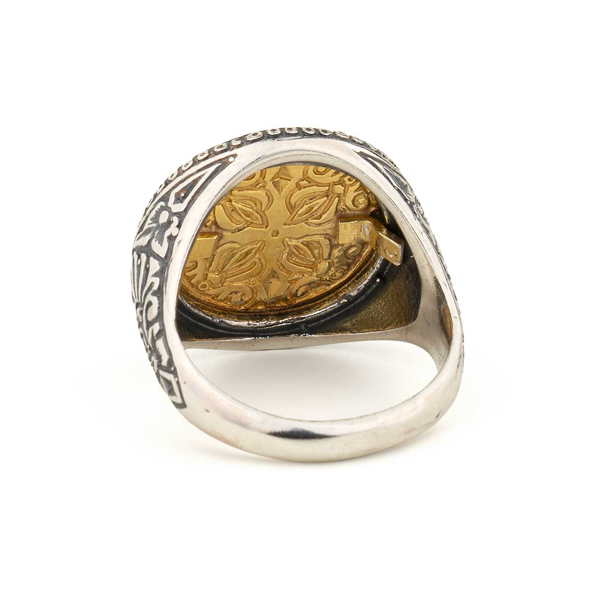925 Sterling Silver Gold Plated Ring with Parthenon