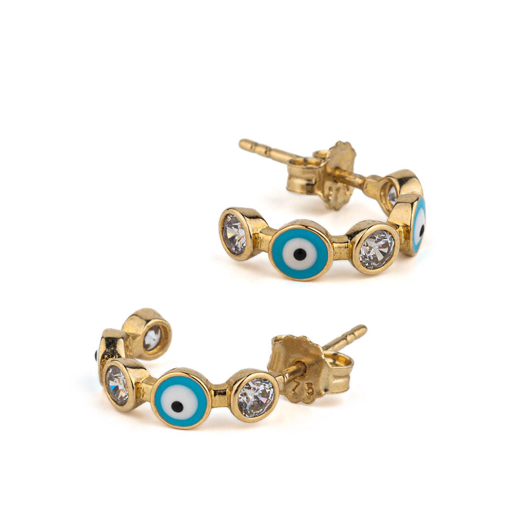 Eye Hoop Earrings – 9K Gold