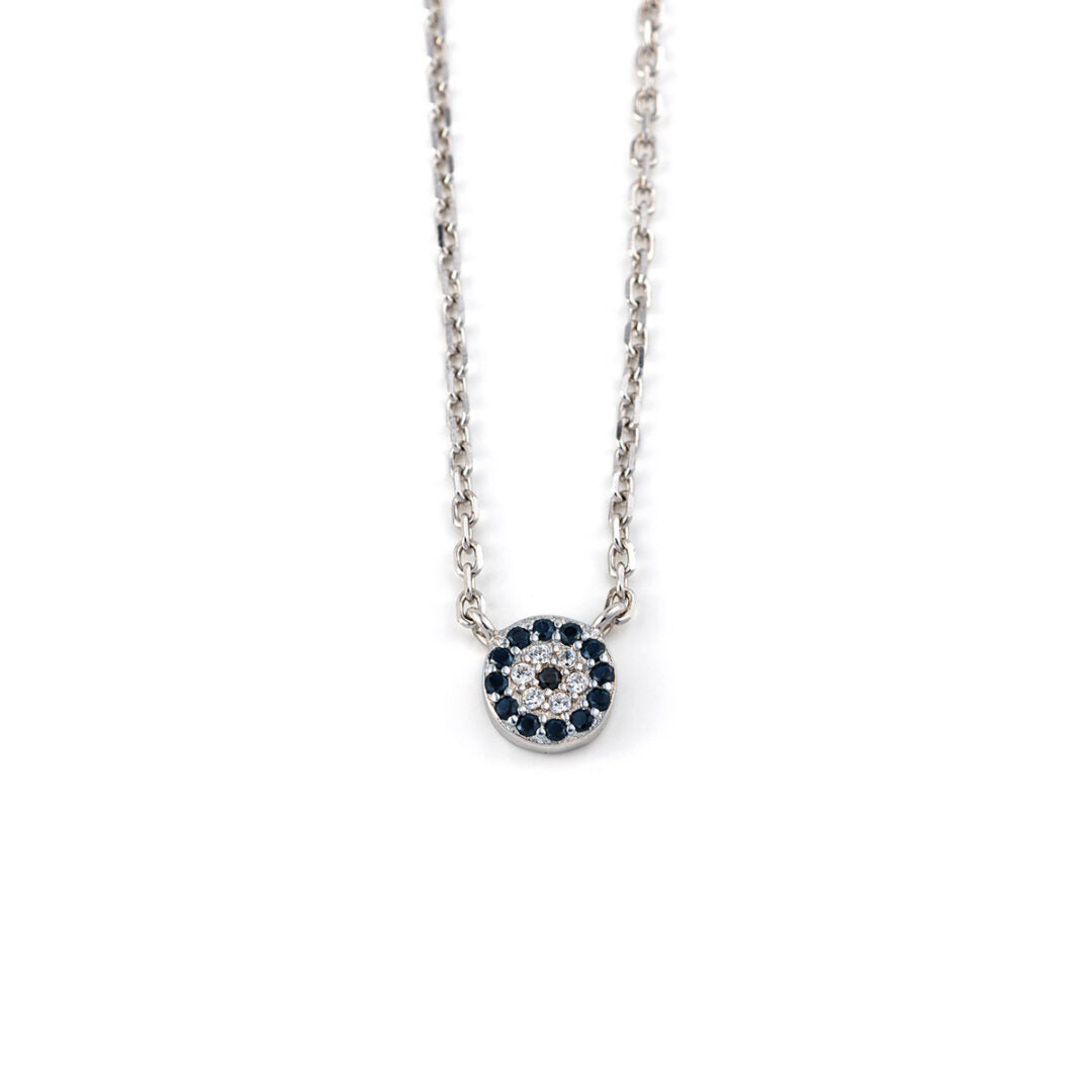 Sterling Silver Eye Necklace with Zircon
