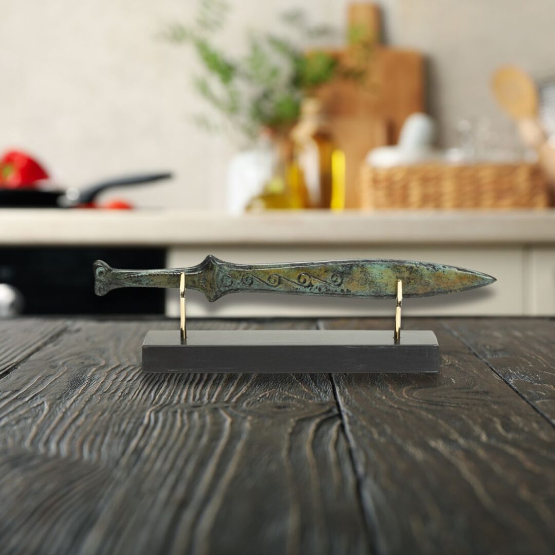 Spartan Soldier Sword on Marble Base - Bronze