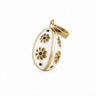 Egg Pendant Necklace with Flowers - Sterling Silver Gold Plated and Enamel — White