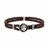 Alexander the Great Leather Bracelet - 925 Sterling Silver — Brown