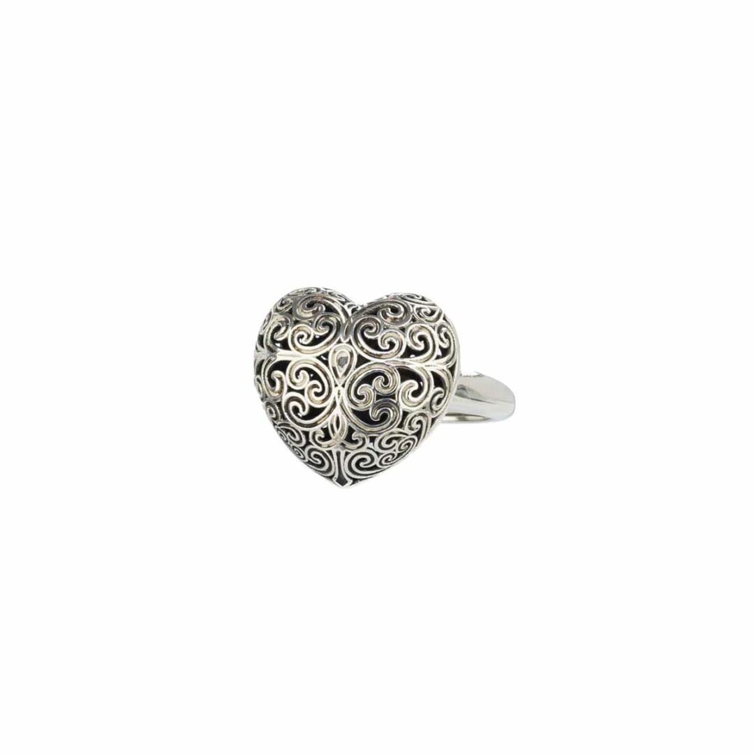 Kallisto Heart Ring in oxidized silver 925