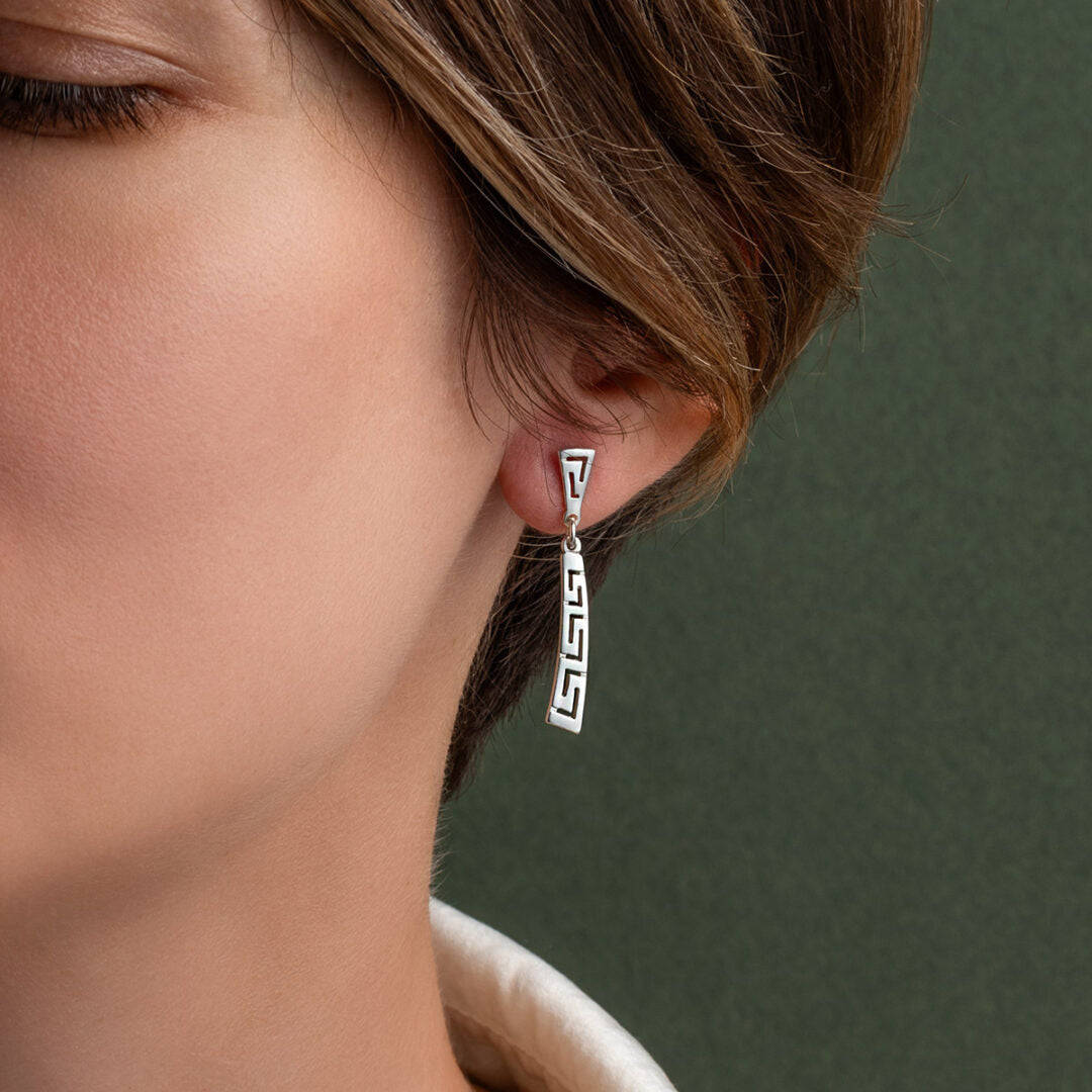 Greca Dangle Earrings - 925 Sterling Silver