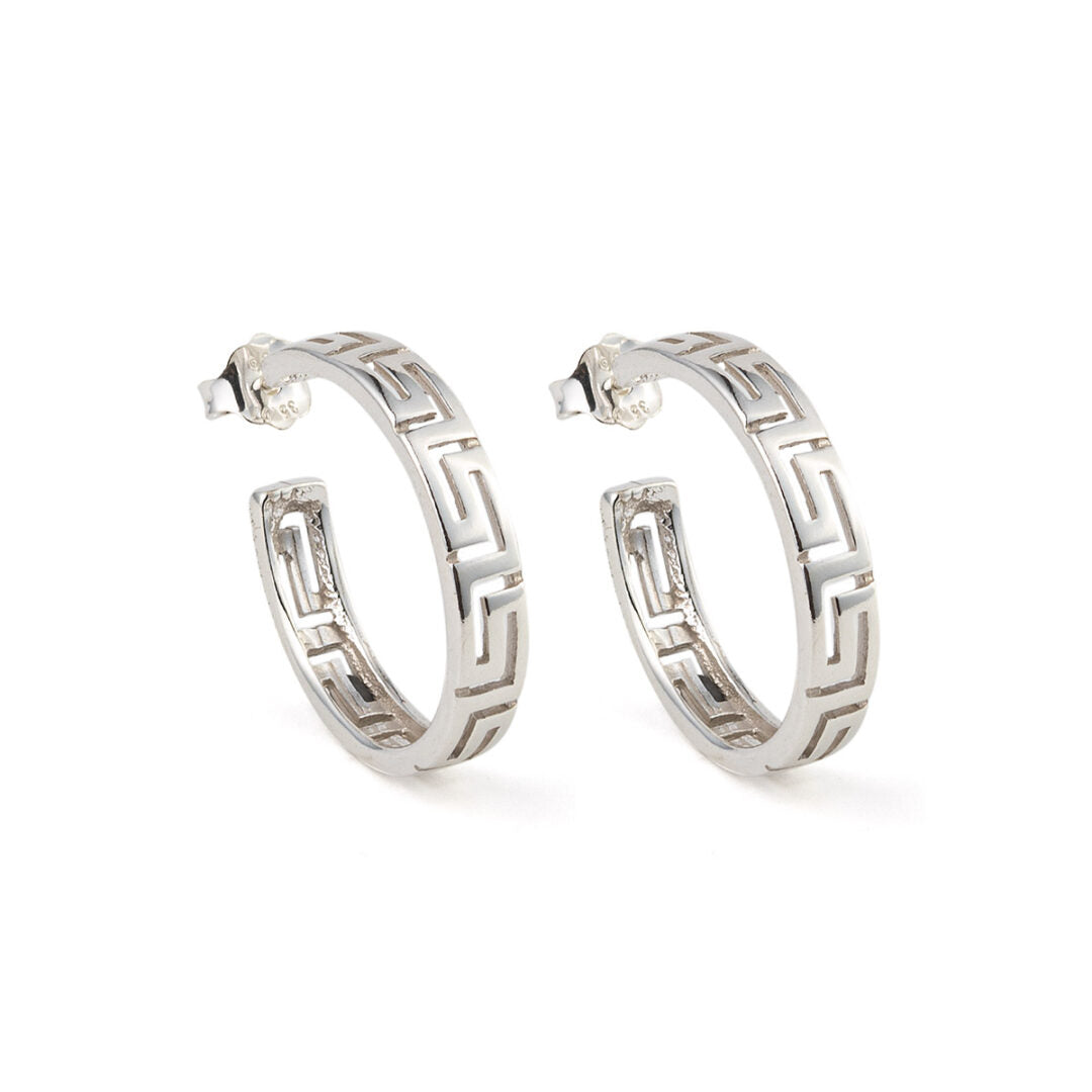 Sterling Silver 925 Greek Meander Earrings