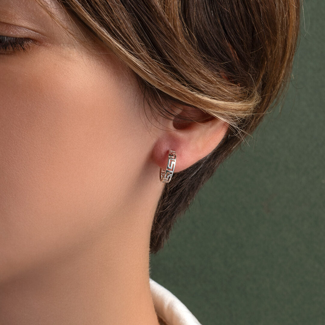Greca Hoop Earrings - 925 Sterling Silver