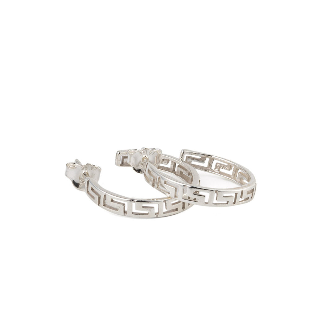 Greek Key Meandros Hoop Earrings