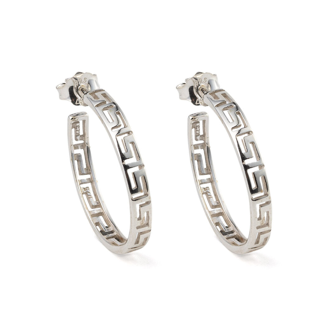 Greek Key Meandros Hoop Earrings