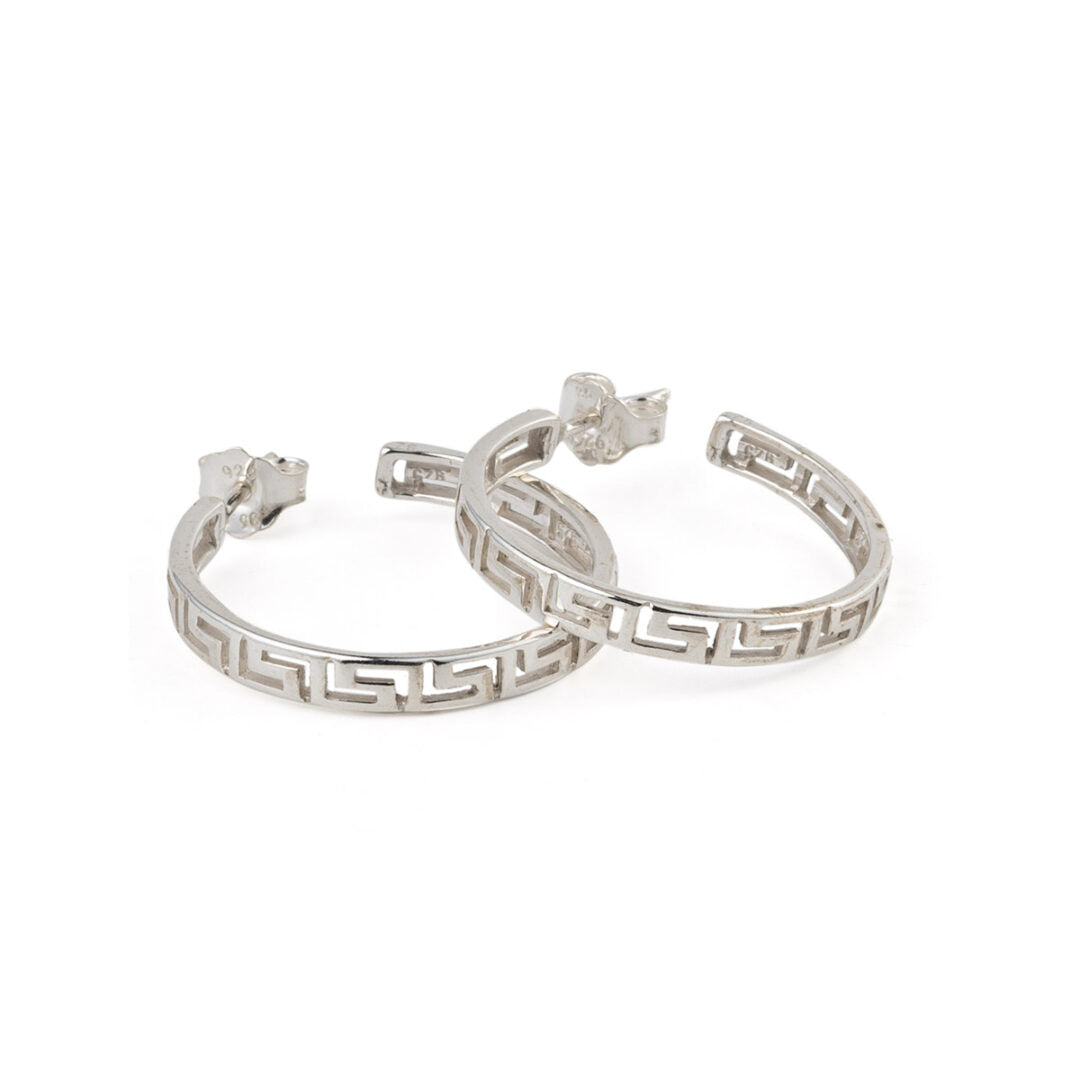 Greek Key Meandros Hoop Earrings