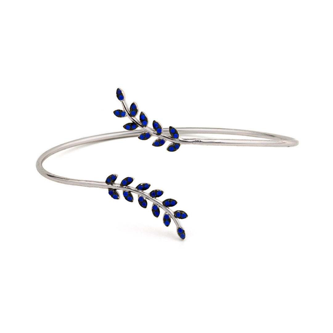 Olive Bangle Bracelet with Lapis – 925 Sterling Silver