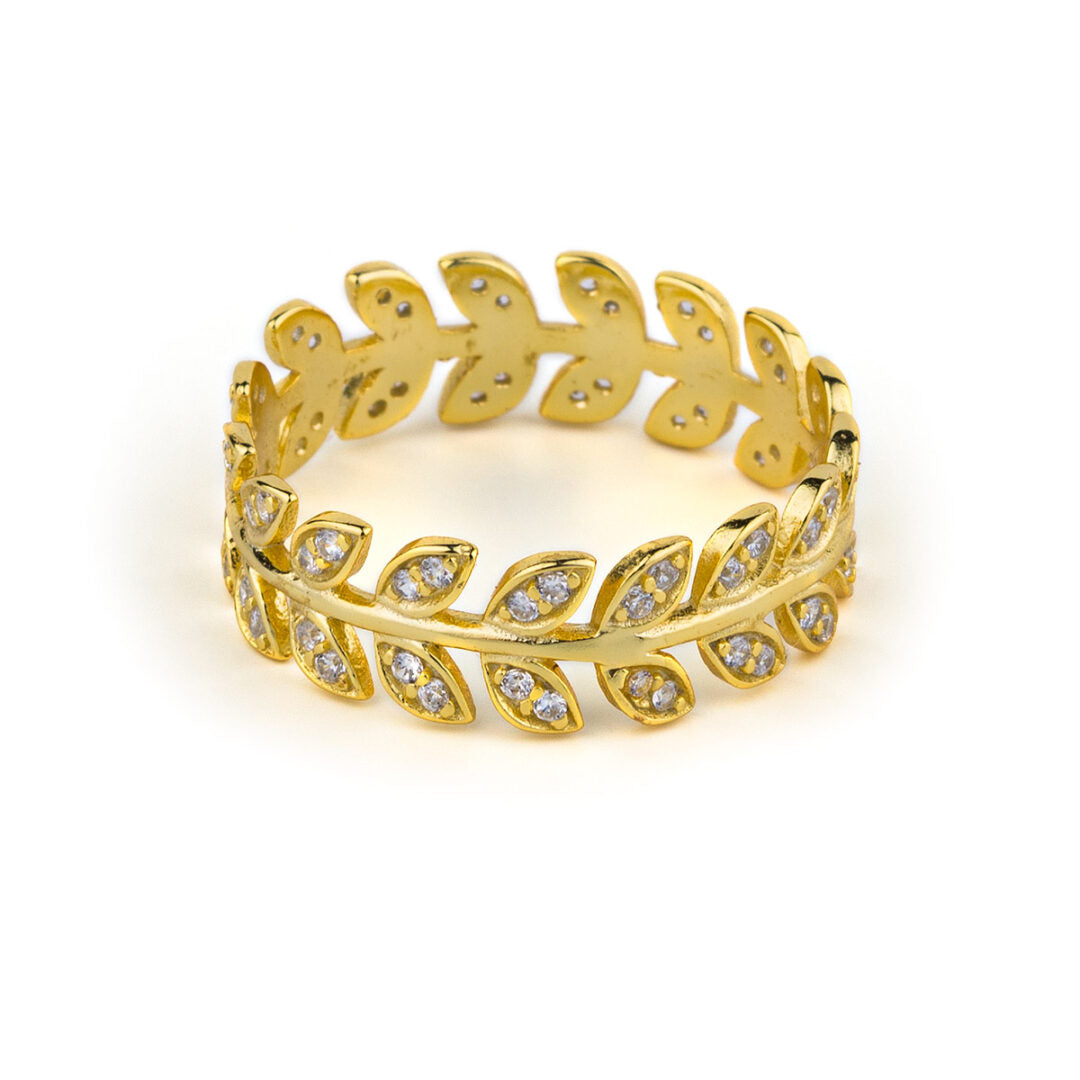 Olive Leaves Ring - 925 Sterling Silver and Gold Plated