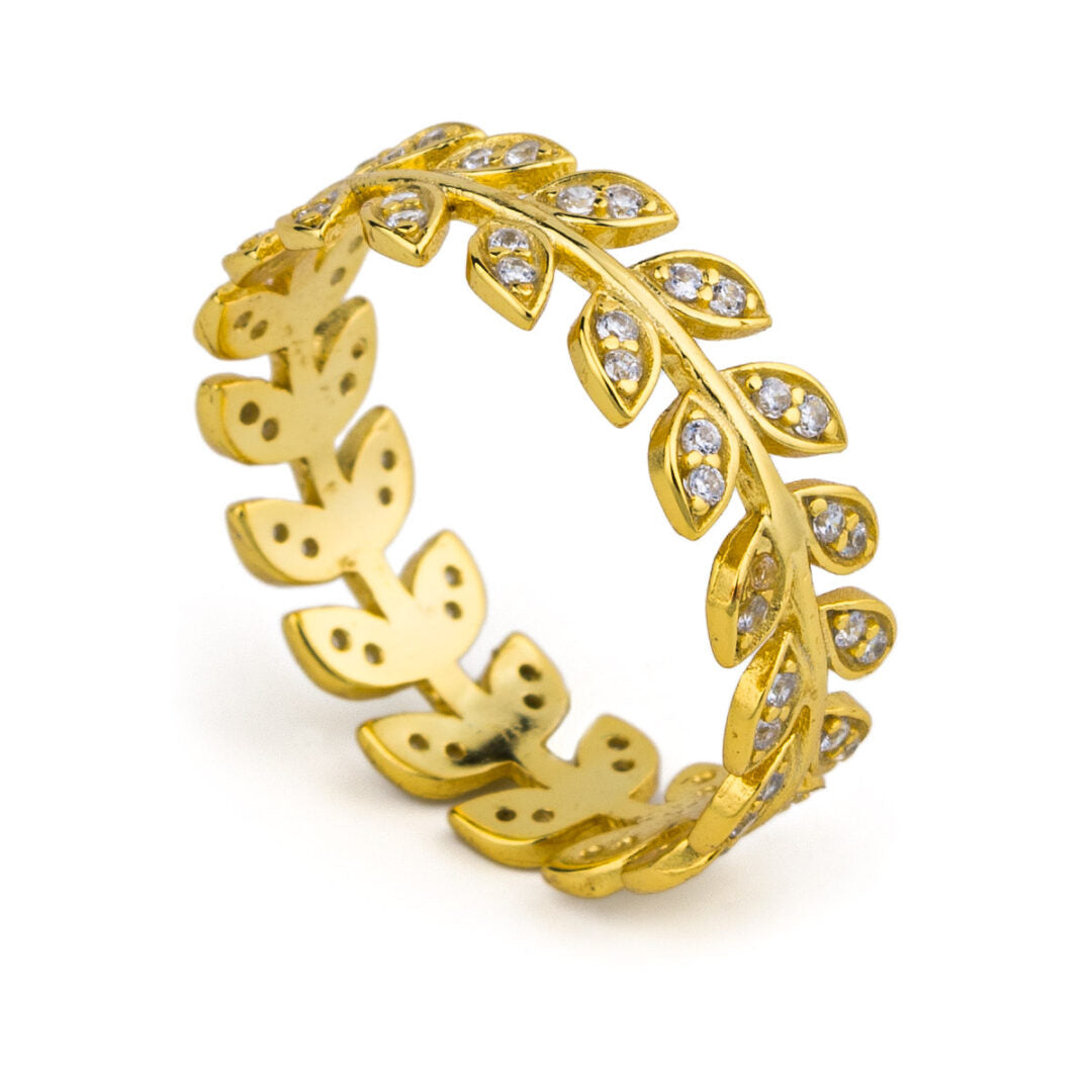 Olive Leaves Ring - 925 Sterling Silver and Gold Plated