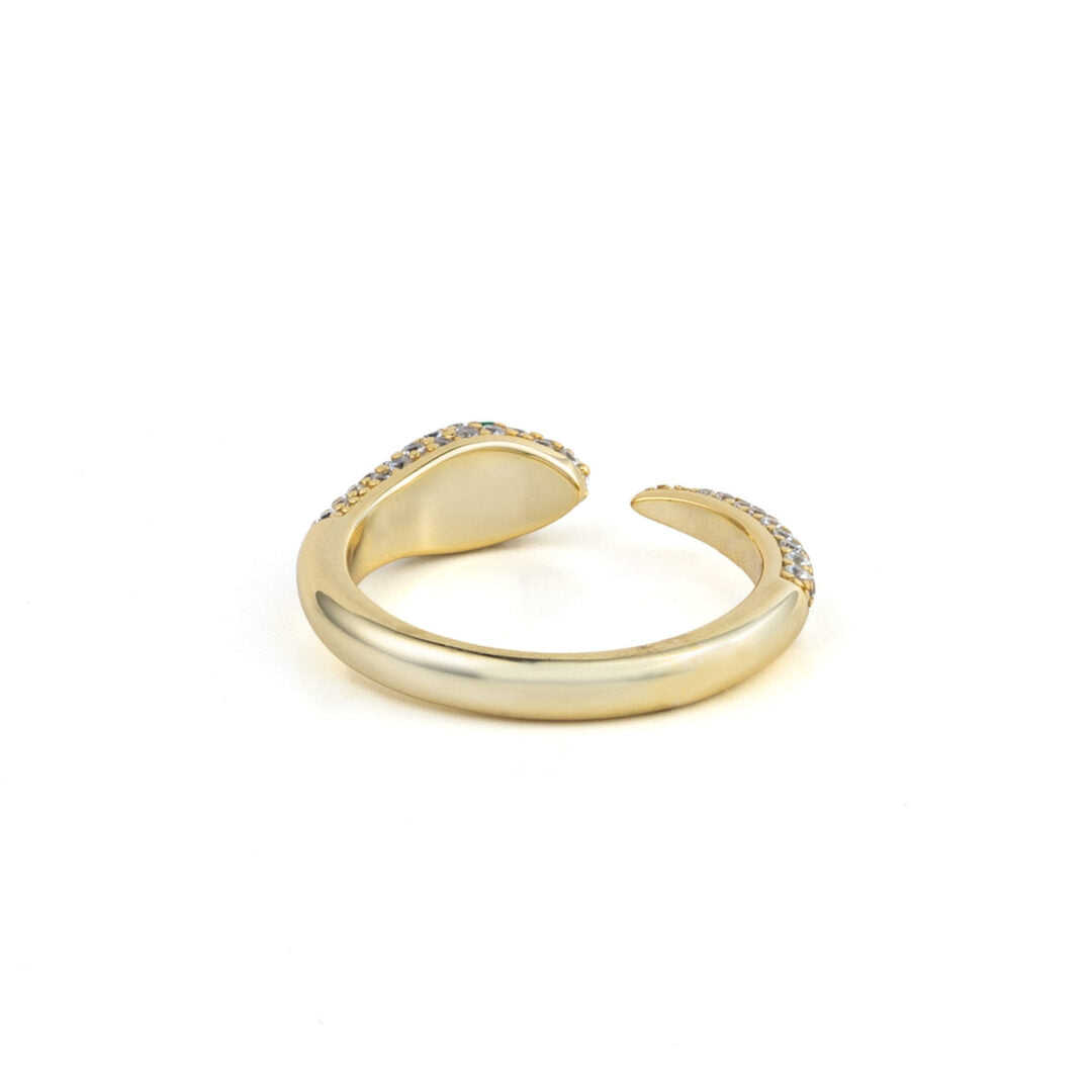 Zircon Snake Ring - Sterling Silver & Gold Plated