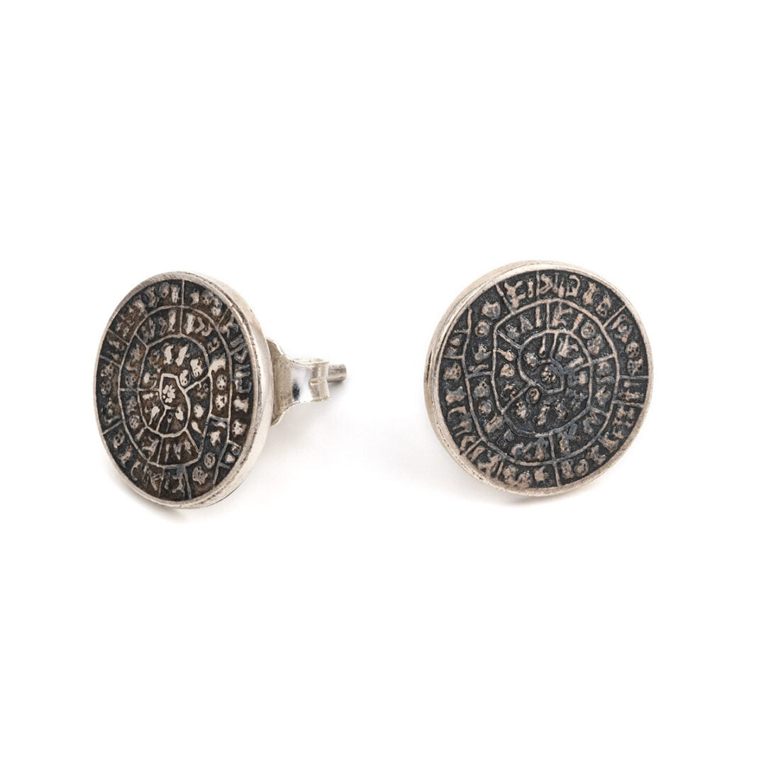 Minoan Phaistos Disc - Sterling Silver Stud Earrings