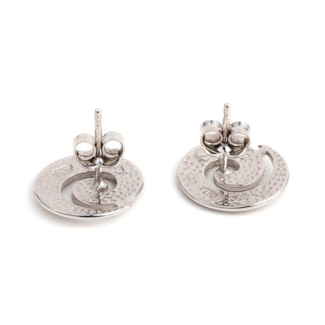 Greek Design Circle of Life Stud Earrings in Sterling Silver
