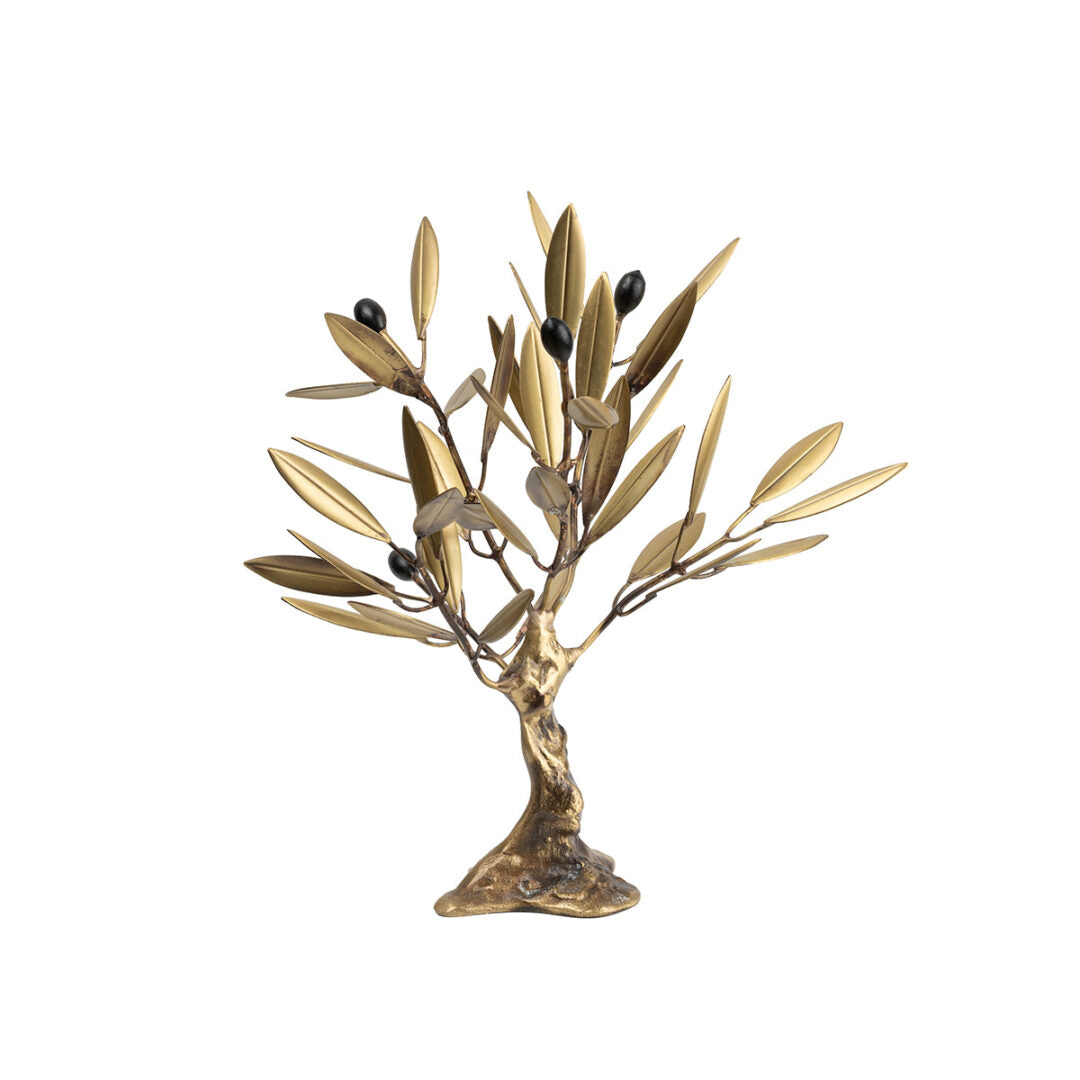 Gold Olive Tree Sculpture – Decorative Tabletop Accent