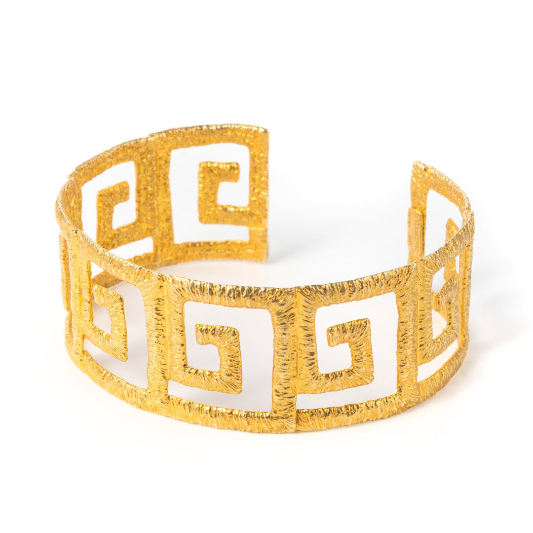 Sterling Silver Cuff Bracelet with continuous Greek key - Μeander