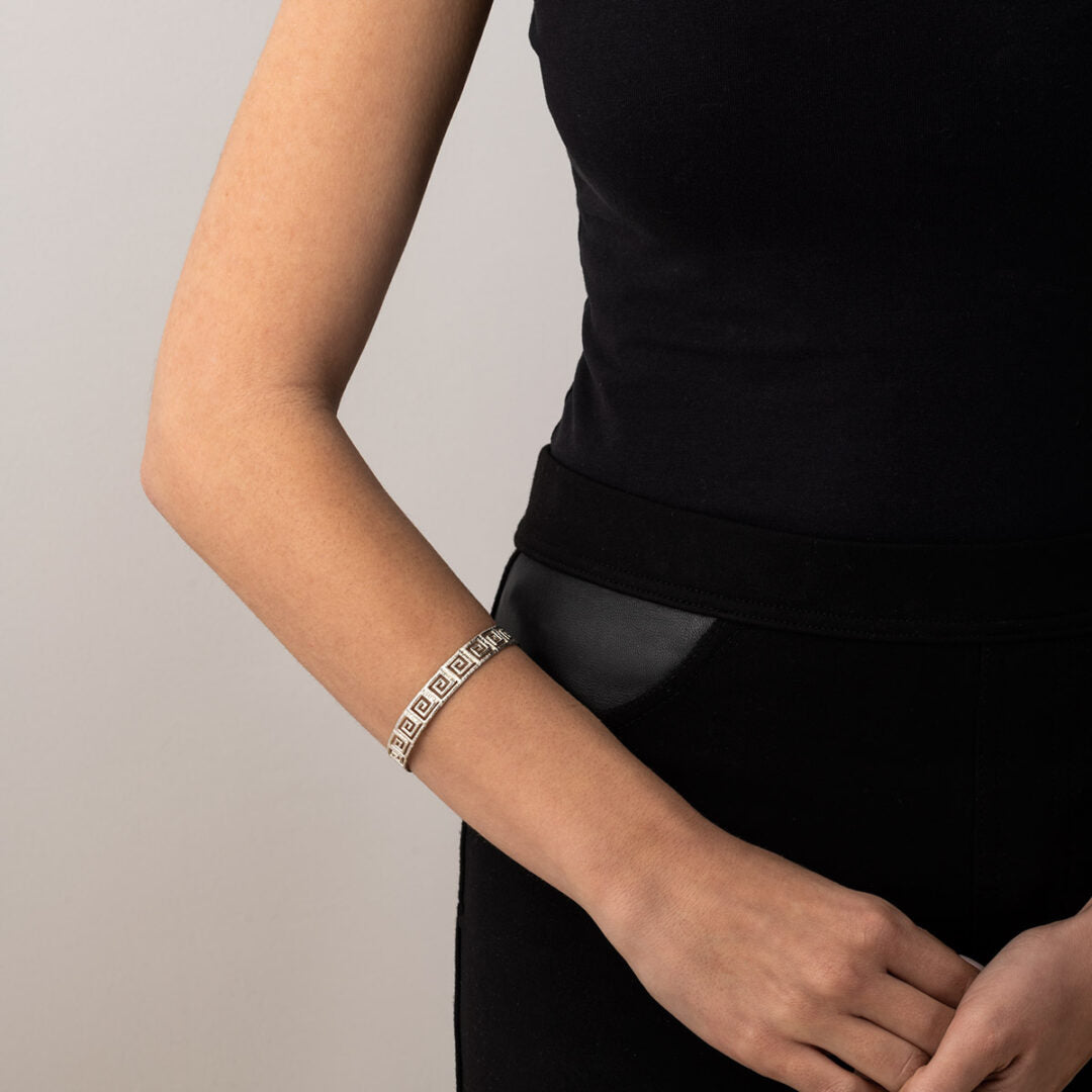 Meander Cuff Silver Bracelet