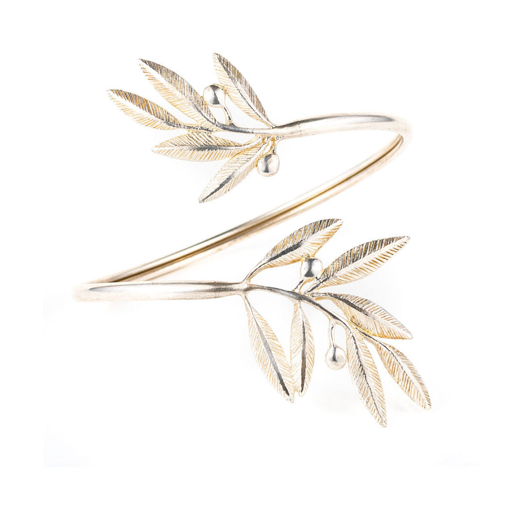 Olive Leaf Hinge Bracelet in 925 Sterling Silver
