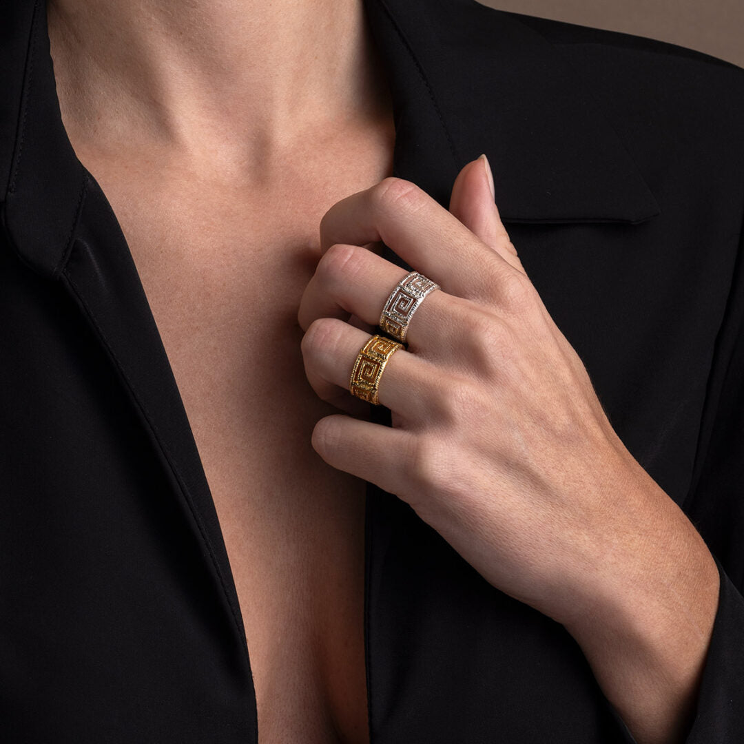 Meander Ring - 925 Sterling Silver and Gold Plated