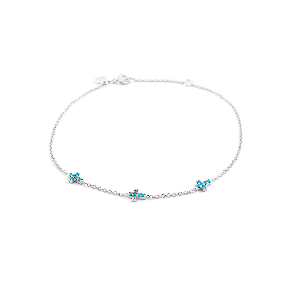 9K Gold Cross Bracelet with turquoise
