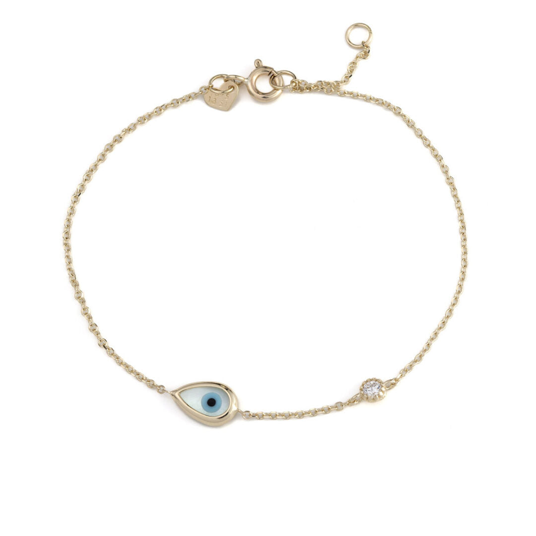 Eye Drop and Zircon Bracelet - 9K Gold