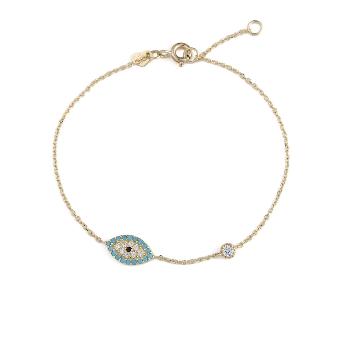 Eye Turquoise Zircon Bracelet - 9K Gold