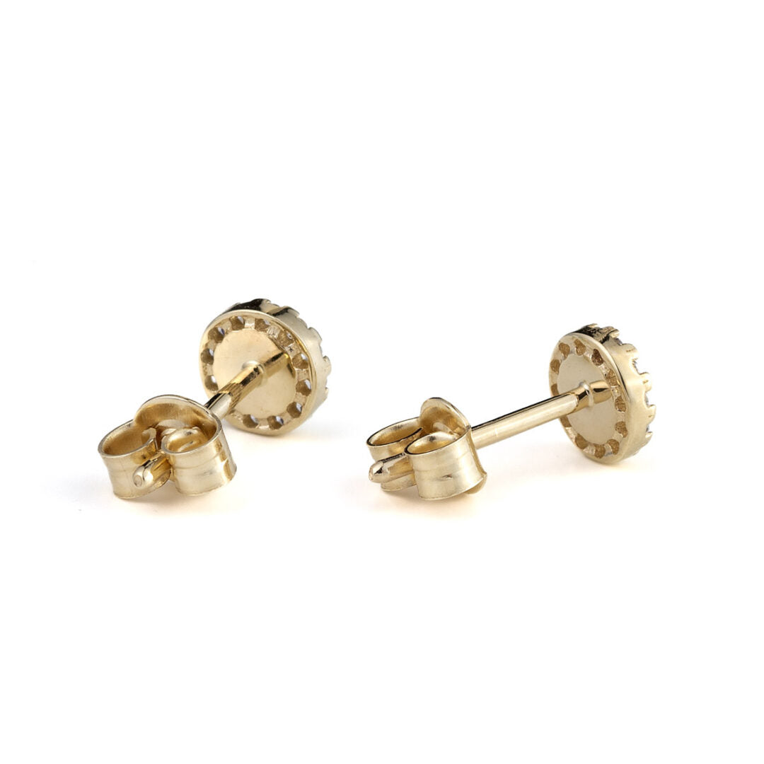 Tiny Eye Stud Earrings – 9K Gold with Zircons