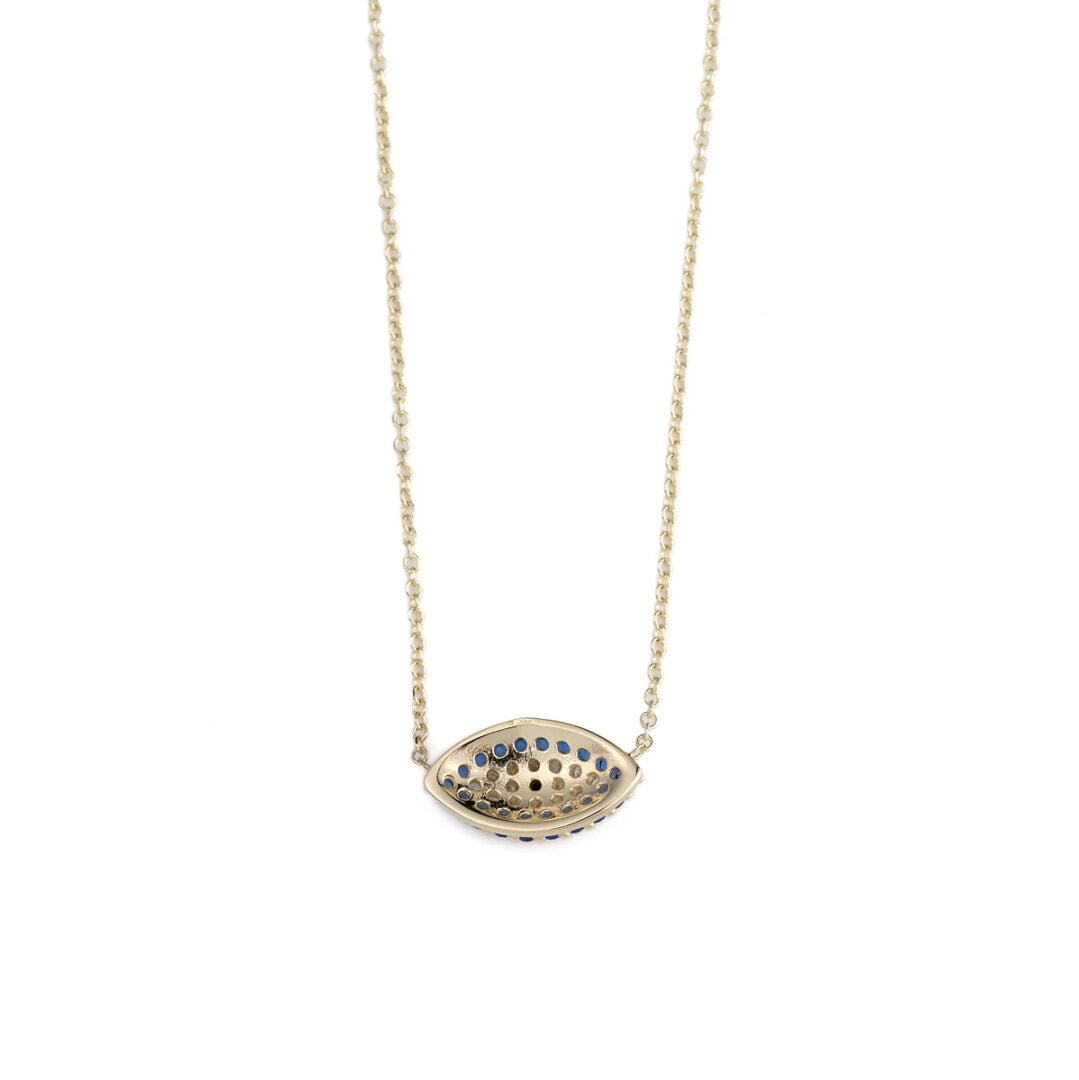 Eye Blue Zircon Necklace – 9K Gold — Blue