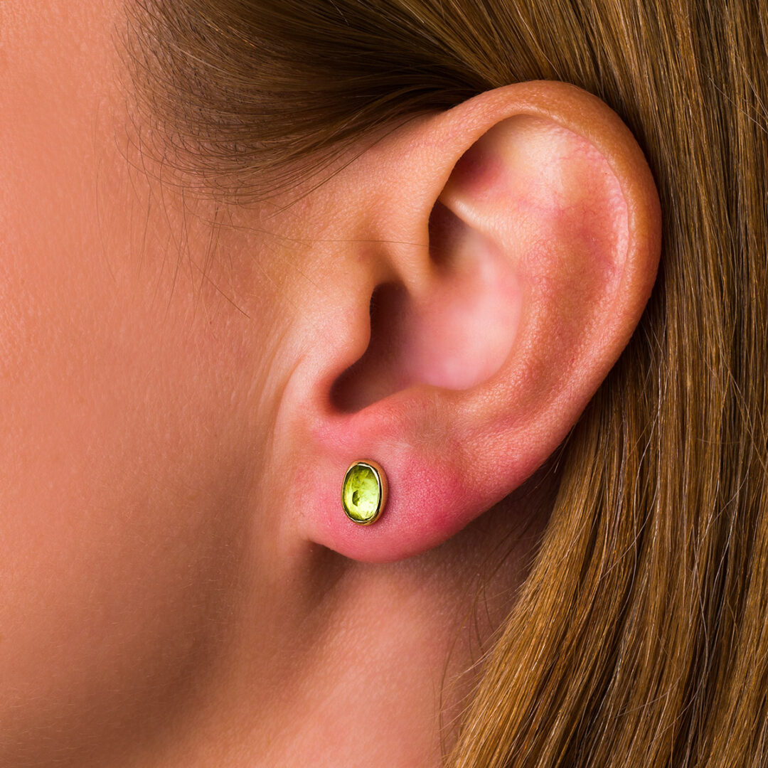 Peridot Stud Earrings – 18K Gold and Sterling Silver