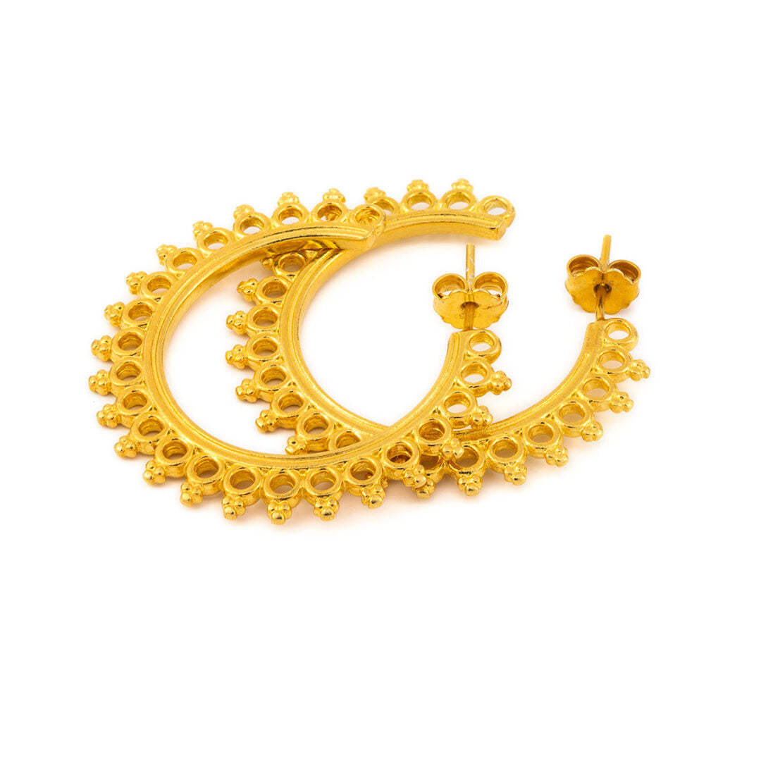 Sterling Silver Gold Plated Hoops Earrings