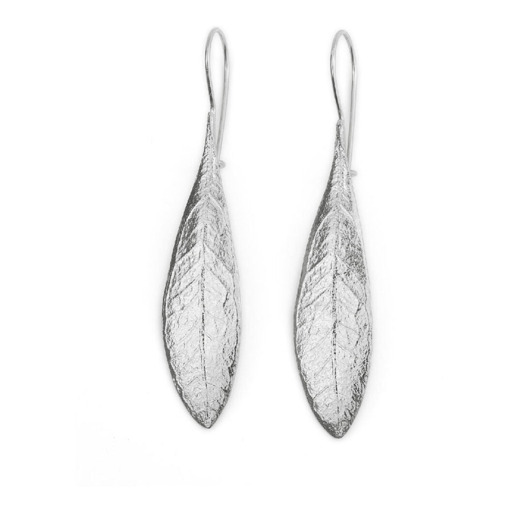Real Olive Leaf Gold Plated Earrings – Natural Leaf Jewelry — Silver