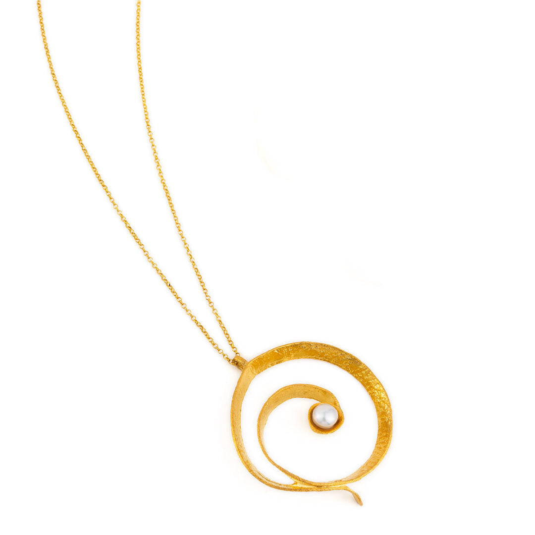 Pearl Circle Necklace - Sterling Silver Gold Plated