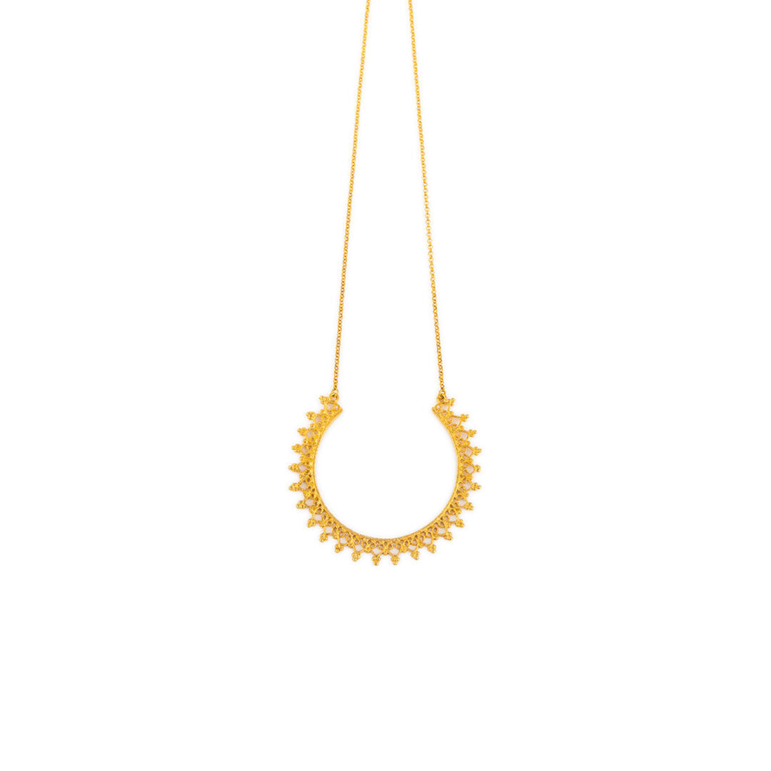 Sterling Silver Gold Plated Granulate Necklace